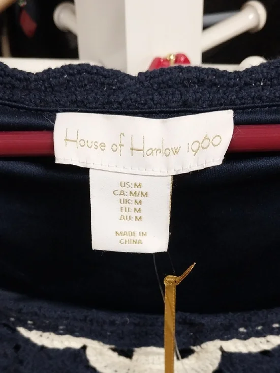 House of Harlow 1960 Navy and White Crochet Dress NWT - Picture 2 of 3